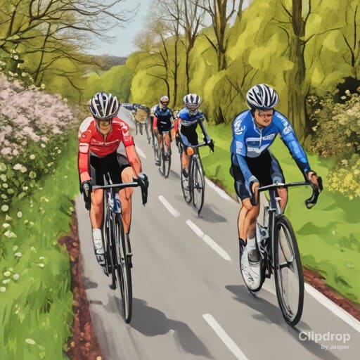 cyclists on sport bicycle, on the path for cyclists, enjoying the benefits of cycling